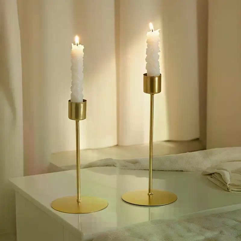 2 Sizes European Style Metal Candle Holders Simple Golden Wedding Decoration Bar Party Living Room Decor Home Decor Candlestick