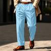 Men's Striped Dress Pants with Elastic Waistband and Button Closure for Business Work