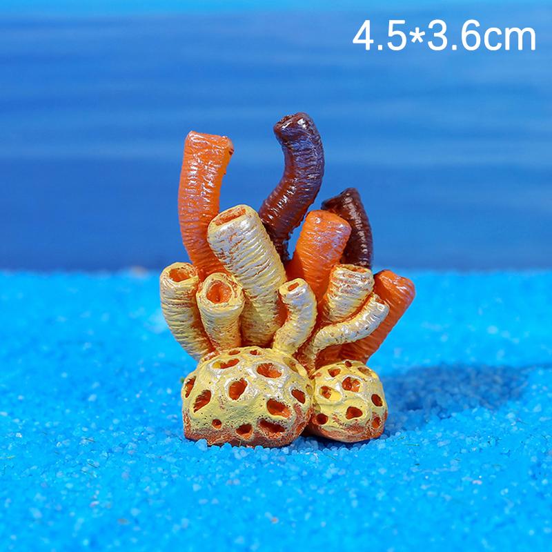 Mini pryskyřičné příslušenství pro akvárium, roztomilé barevné akvarijní rostliny, dekorace, pryskyřičný útes, umělý korál, dekorace na stůl