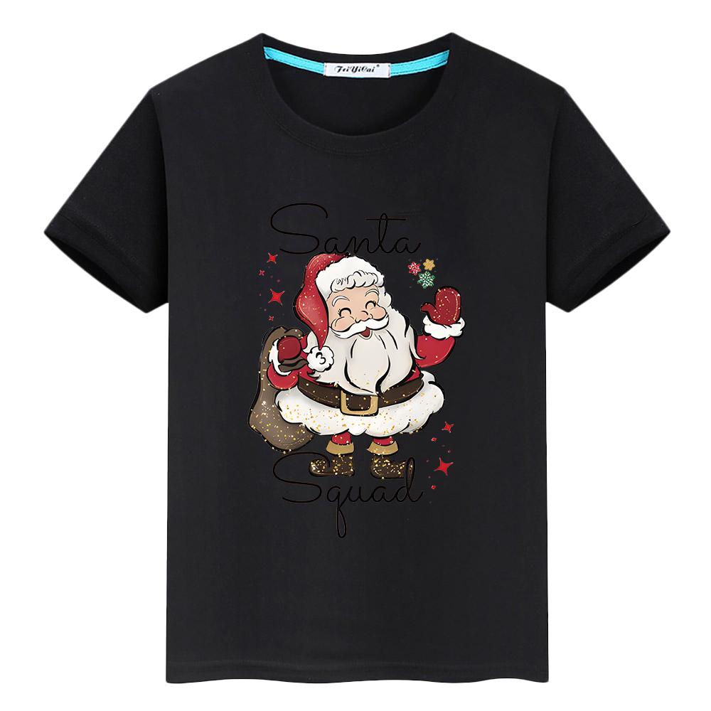 Santa Claus Graphics T Shirt for Kids Boy 10years Cotton Tops Anime Short Merry Christmas Cute Tees Y2k One Piece Girls Clothes