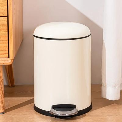 Creative Metallic Waste Bins Living Room Trash Can Paper Basket Pedal-operated Waste Bins Odor-proof Trash Can Household Cleanin