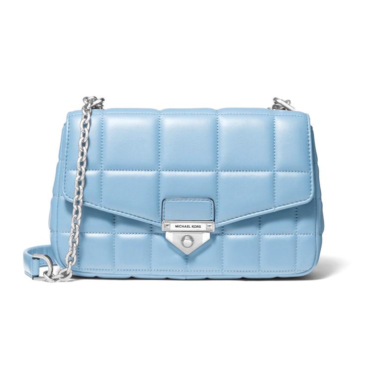 

New MICHAEL KORS Soho Sheepskin Shoulder Bag, Crossbody Bag, Handbag Tubas Women s Sky Blue 30F0S1SL3L-464 24.9*8.9*16.5CM