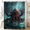 Einzigartige Oktopus-Badematte Duschvorhang Wasserdicht Dekorative Badezimmeraccessoires Dunkelviolett Cthulhu Tentakel Künstlerischer Druck Ho