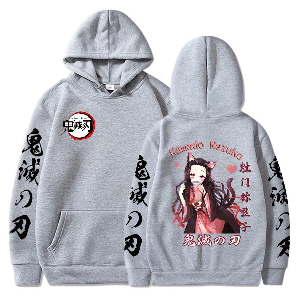 Japan Anime Demon Slayer Kamado Nezuko Hoodie Kimetsu No Yaiba Kawaii Cartoon Hoody Pullover Sweatshirt Boy Girls Fleece Hoodies