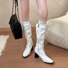 Fashion Comemore Retro Belt Buckle Women's Boots Autumn and Winter Fashion Pointed Leather Shoes for Women Thick High Heel Knight Botas