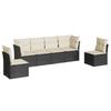 Vidaxl 6-Cz. Set di Mobili da Giardino con Cuscini, Polyrattan Nero