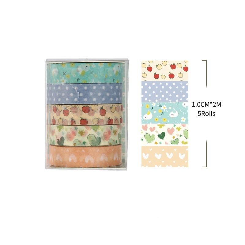 5Roll Romantic Flowers Bows Stars Washi Tape Ins Style Diy Decorative Tape Supplies Planner Diary Ledger Decoration Supplies