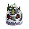 Resin Garden Ornament Music LED Light Collectible Figurines Village Rotating Statue for Christmas Home Decor Gift