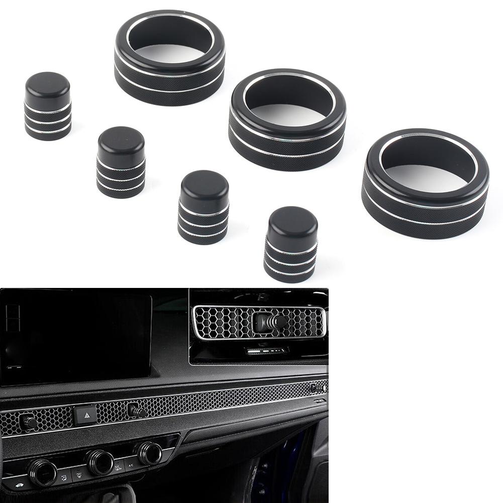 7Pcs/Set Aluminum Car Central Control Switch Knob Ring Cover Trim For Honda Civic 11th -up For CRV CR-V -2024