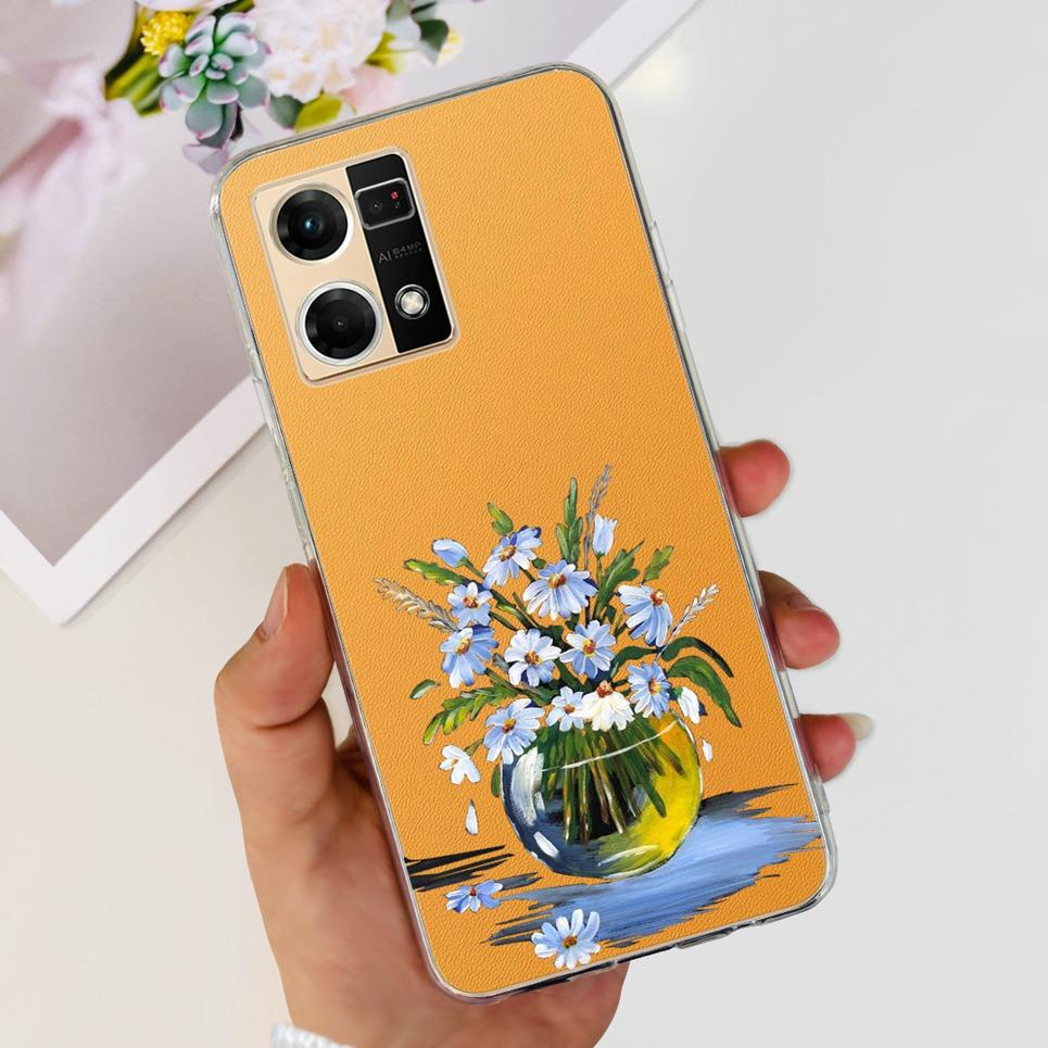 For Oppo Reno7 4G Case CPH2363 Cute Cat Dinosaur Flower Soft  Clear silicone Protector Back Cover For Oppo Reno 7 Phone Capa