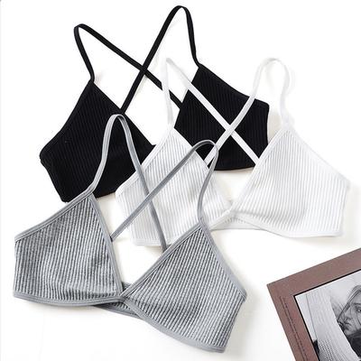 Comfort Cotton Bras For Women Thin Sport Style Unlined Bralette Sexy Deep V Triangle Cup Cross Beauty Back Bra