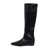 Cowhide version~ Korean version flat bottom but knee boots women's autumn and winter new high boots leather underwear tube boots