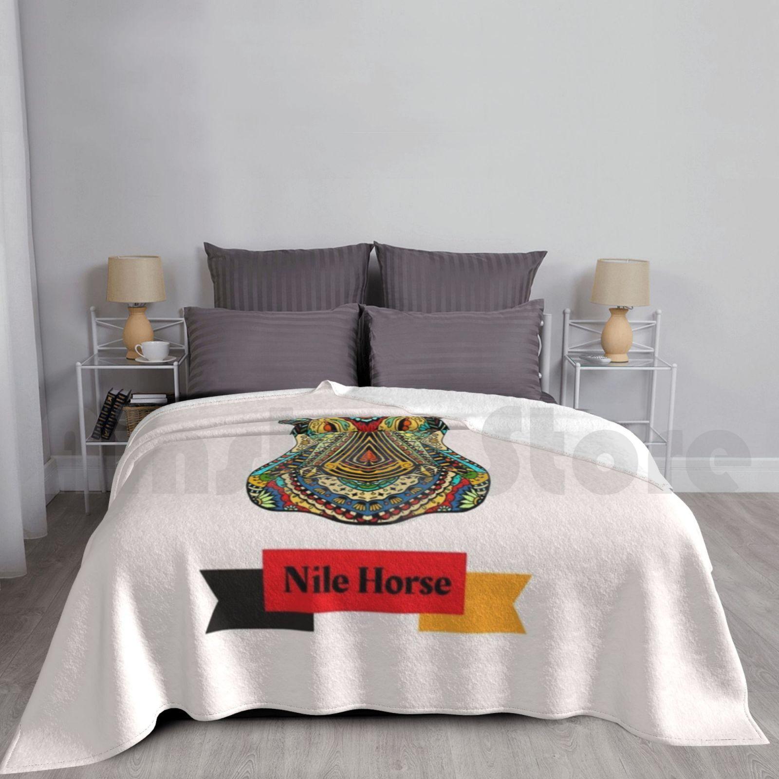 Hippo Nilpferd Nile Horse Zentangle German Wordplay Blanket For Sofa Bed Travel German Teacher Germany German Size: 75*100cm, Weight: 230 GSM