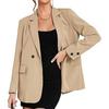 Women Fall Spring Suit Coat Formal Business Style Button Closure Cardigan Solid Color Plus Size Loose Lapel Long Sleeve Pockets OL Commute Jacket