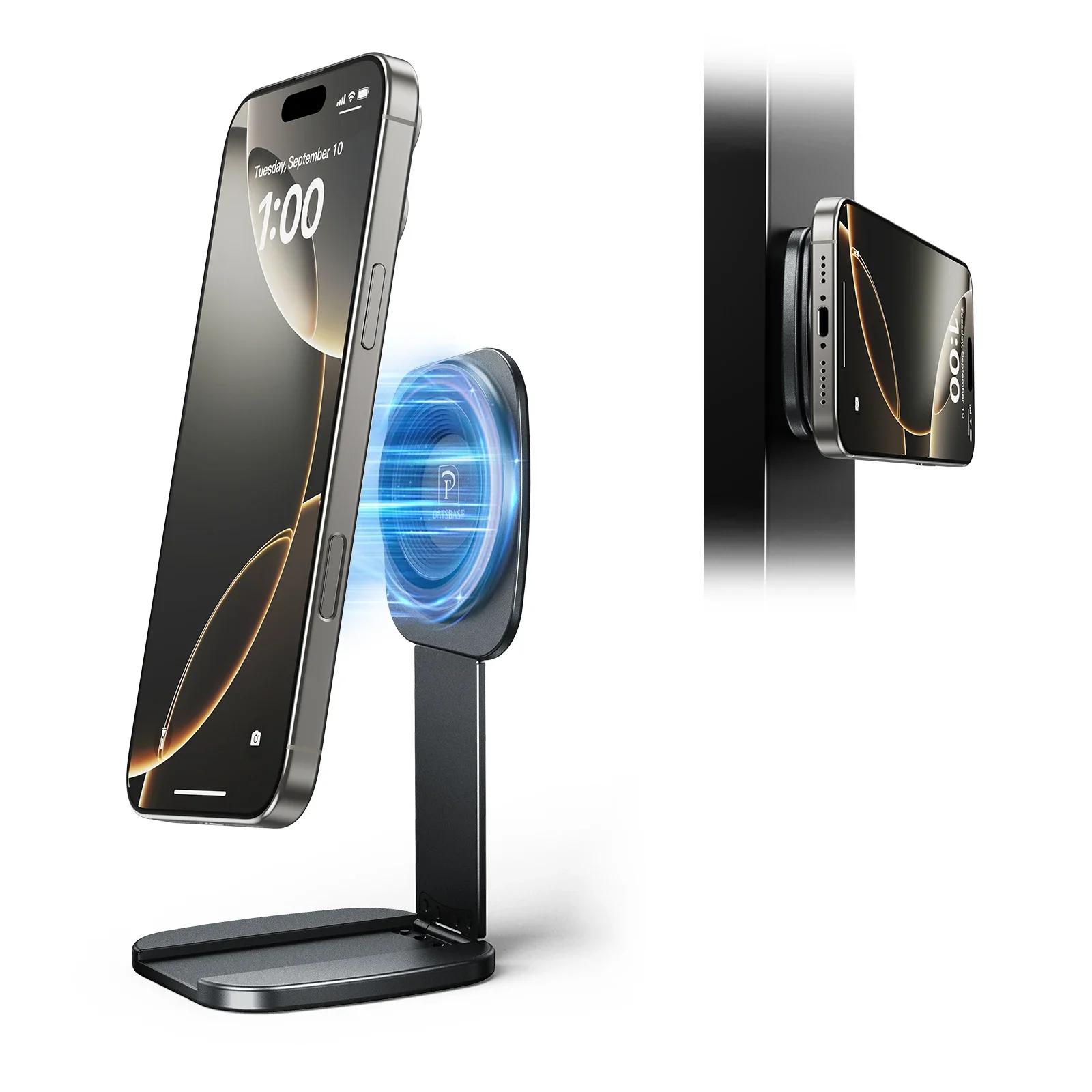 

Oatsbasf Foldable Magnetic Phone Stand Holder for Desk Adjustable Portable Mobile Phone Holder Stand for iPhone Samsung Xiaomi серый