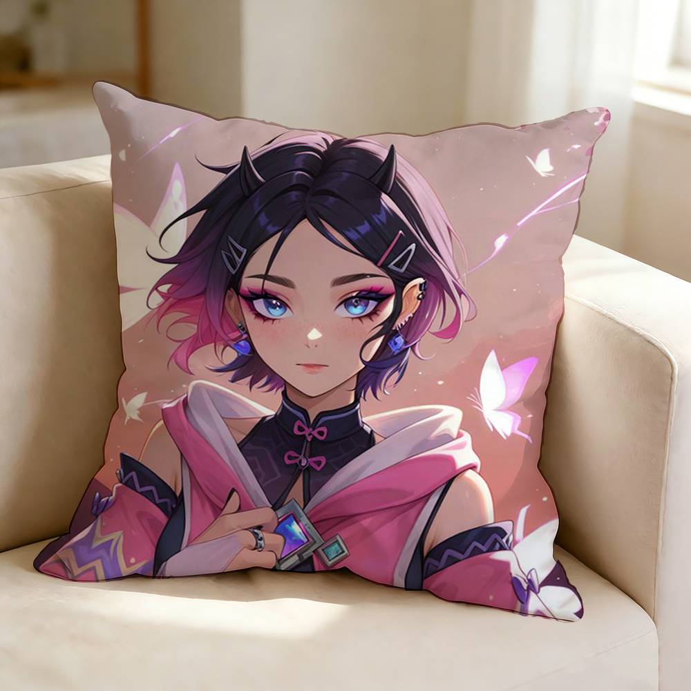 Tactical Shooter VVALORANT Clove Pillow Case Square DoubleSided Sofa Cushion Cover Bedroom Bedside Pillow