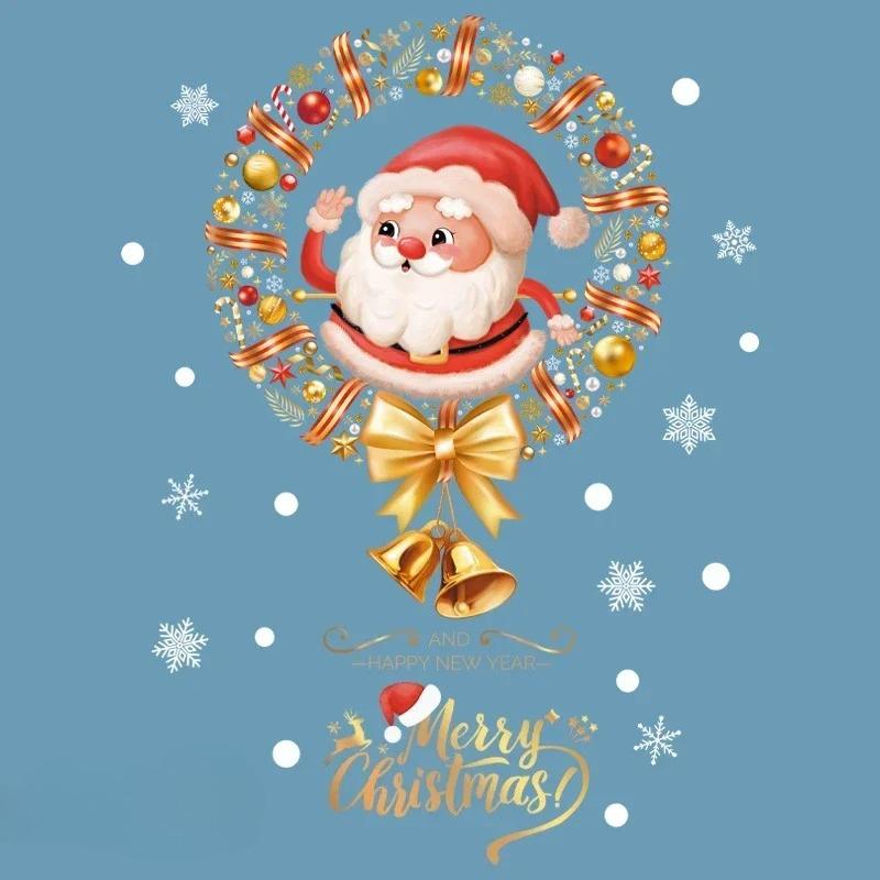 

Cling Christmas Window Decals Santa Snowflake Glass Stickers for Storefront Home Office Holiday Decoration Removable Decor 1PC