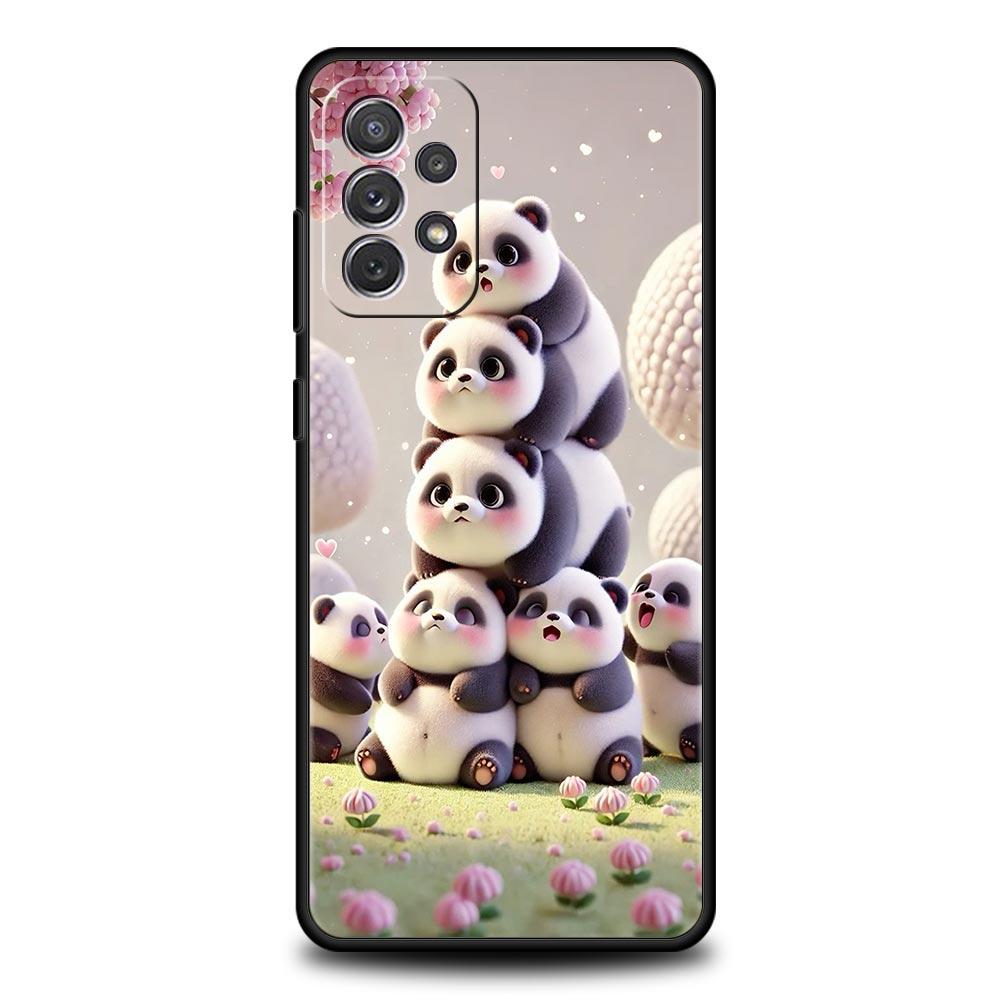 Baby Panda Phone Case for Samsung Galaxy A55 A35 A17 A07 A15 A13 A25 A51 A71 A72 A73 A32 A52 A52S A41 5G Soft TPU Shell Fundas