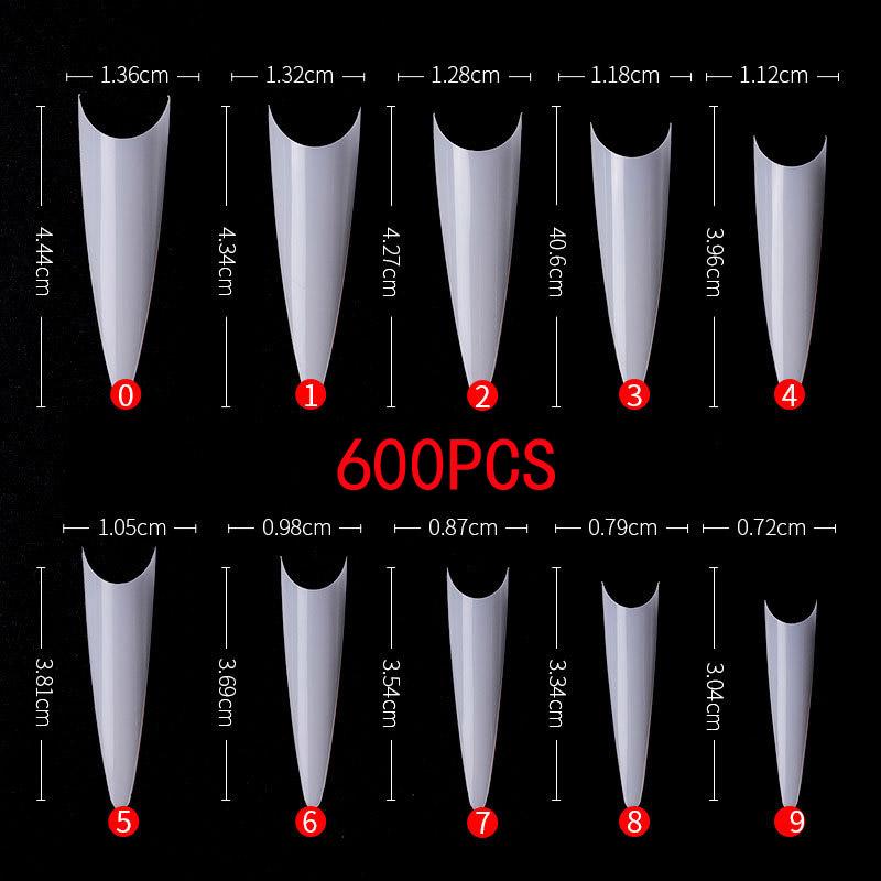 600Pcs Oval Full Coverage False Nails Acrylic Artificial Push-Type Nail Art Almond-Shaped Short Nail Tips Nail Tools