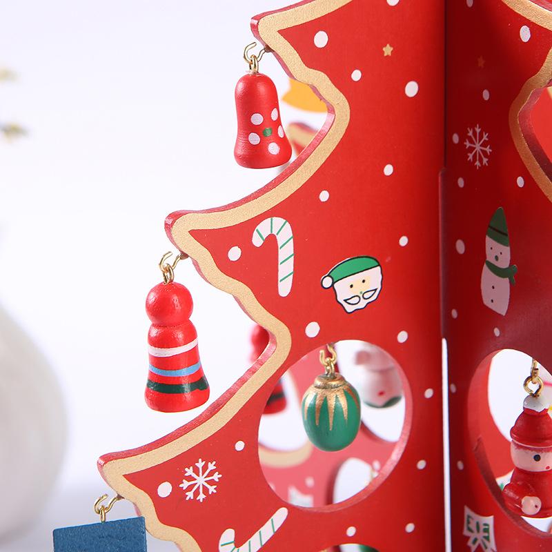 Wooden Christmas Tree 3D DIY Small Christmas Tree with Creative Miniature Ornaments Table Desk Decoration for Christmas Tree Decoration