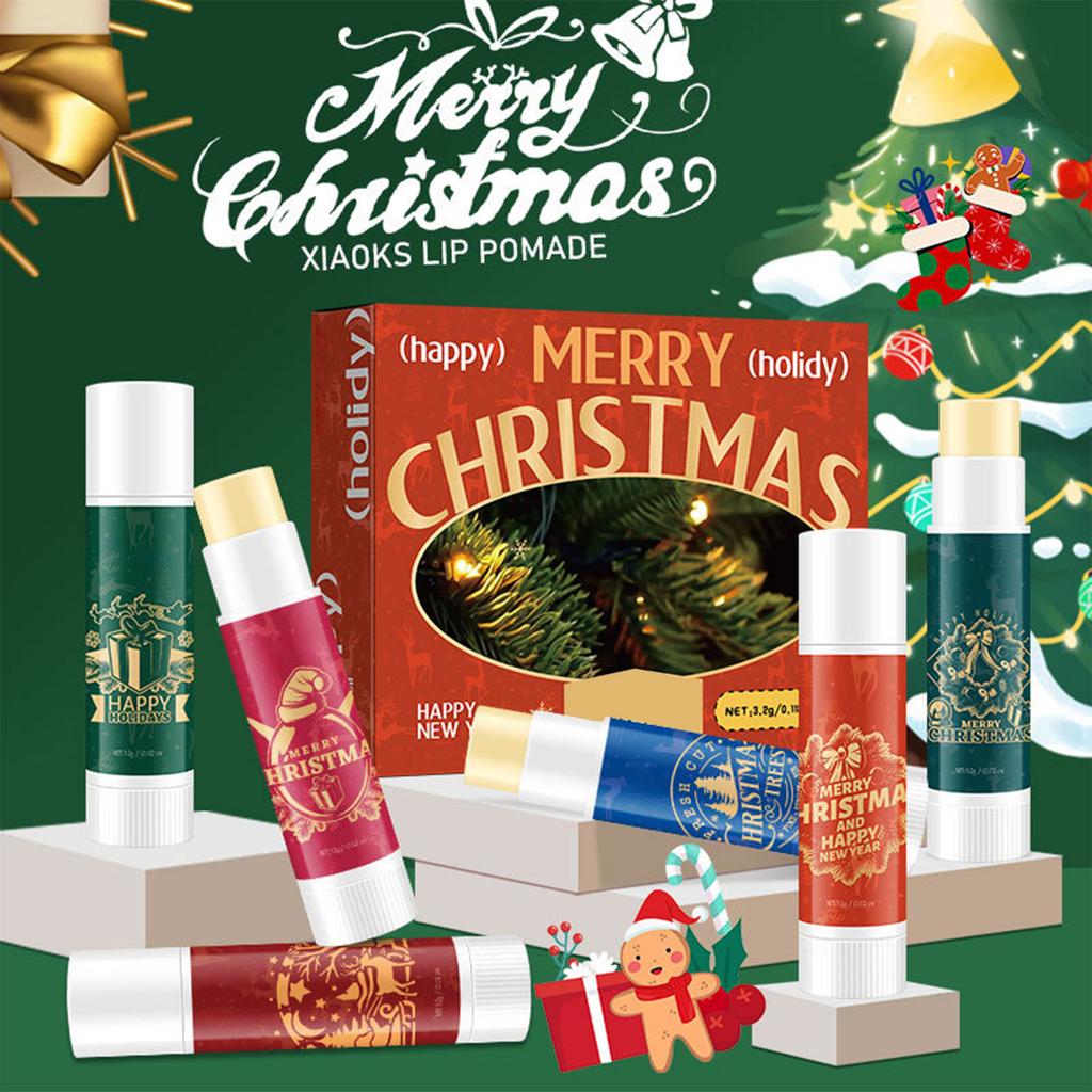 Christmas Lip Balm Gift Set, 3 Fruit Flavors Moisturizing Lip Balm For Dry Chapped Lip, With Exquisite Packaging,Women Men Lip Care Gifts