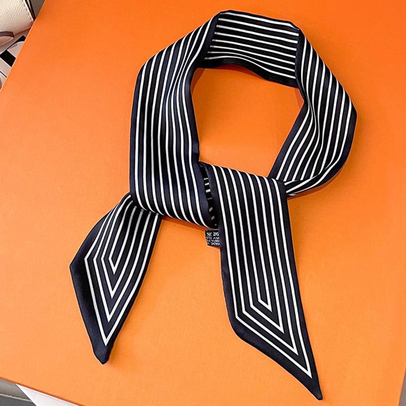 

Шелковый шарф высокого качества с принтом буквы C, повязка для волос, лента для завязывания, роскошные маленькие шарфы для волос, винтажная атласная лента, аксессуары для волос 5x90cm