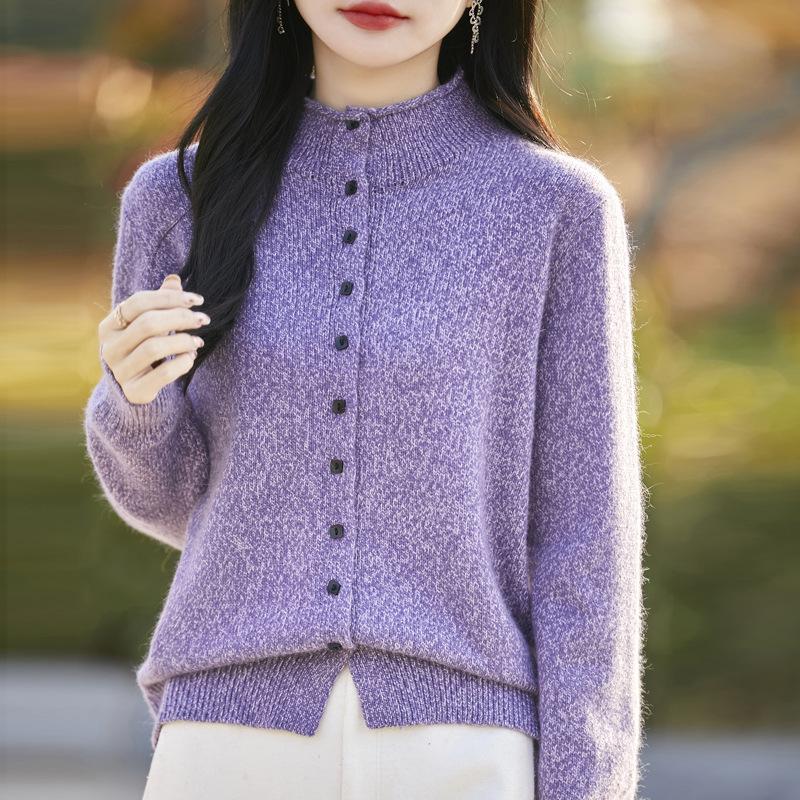 

Spring New Style Stand-up Collar, Rolled-up Loose Knitted Cardigan, Fashionable and Stylish for Women M під час заходу сонця помаранчевий колір