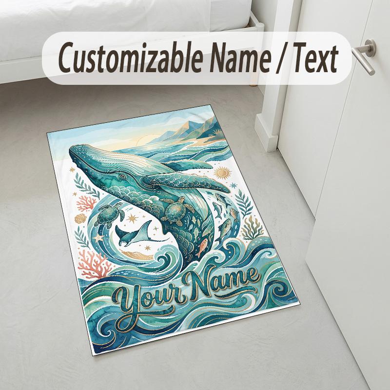 Western Sunset Theme Soft Crystal Velvet Rug Custom Name & Text Print Non Slip Floor Rug for Bedroom Living Room