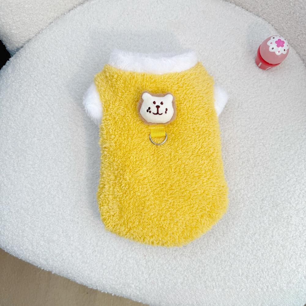 3D Lion Plush Pet Vest Double Sided Fleece Thickened Warm Winter Cats Dogs Apparel Cute Vest for Puppy Small Medium Dog