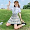 Gentle JK Plaid Pleated Skirt - High Waist Japanese School Uniform for Women