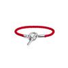 Hermes Glenan Woven Round Hollow Decoration Calfskin Palladium Plated Bracelet Unisex Bracelet Red H071681FPS3T3