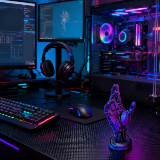 Yousheng 3D Printed Robotic Hand Statue Game Controller Stand Mechanical Hand Statue Gamepad Joystick Holder Support Rack Decoration