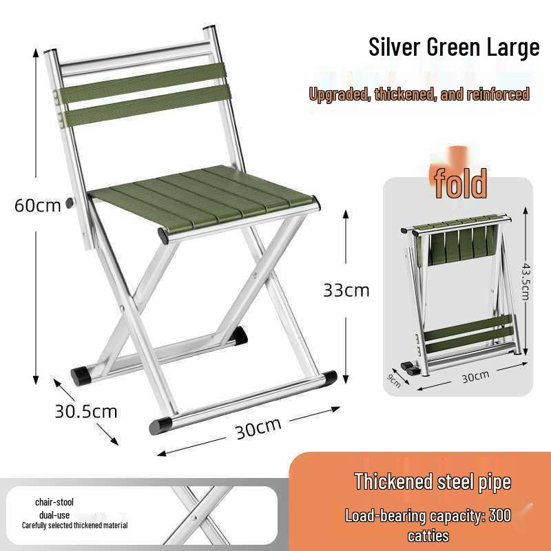Ultralight Outdoor Folding Stool with Backrest - Dual-Use for Fishing, Camping, and Barbecue