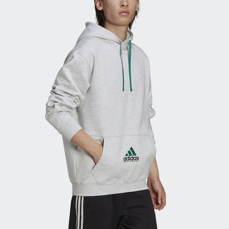 Adidas Originals Eqt Hoodie With Embroidered Logo Men Tops Light-Hemp-Gray HG8091