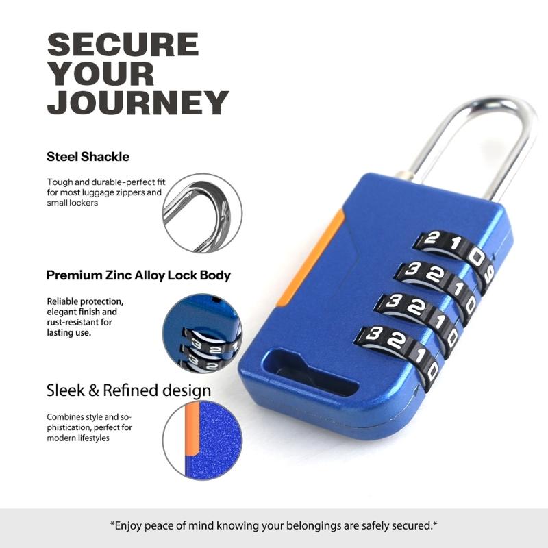 Antitheft Padlock 4 Digit Travel Combination Lock Lockers Password Lock Outdoor Gym Code Lock for Lockers Storage Box