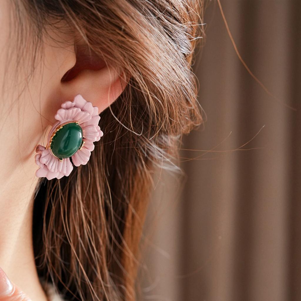 Turquoise Charm Earrings Flower Ear Studs For Women Alloy Jewelry Perfect For Daily Outfits And Special Occasions
