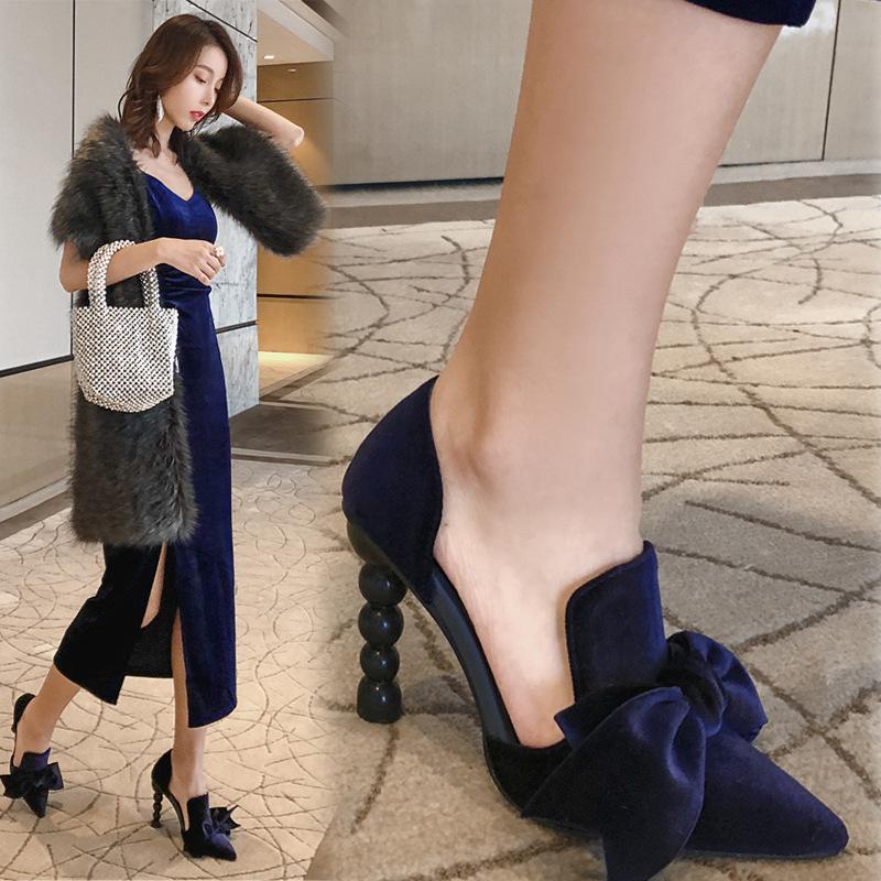 New Butterfly -Knot Pointed Toe Pumps Women Sexy Stiletto High Heels Women Party Wedding Shoes Women Printing Femmes Chaussures