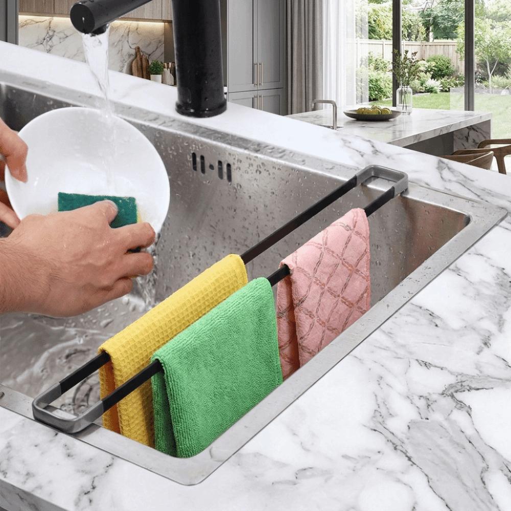 Metal Sink Rack Space Saving Towel Rack Multi-functional Dish Drying Rack Kitchen
