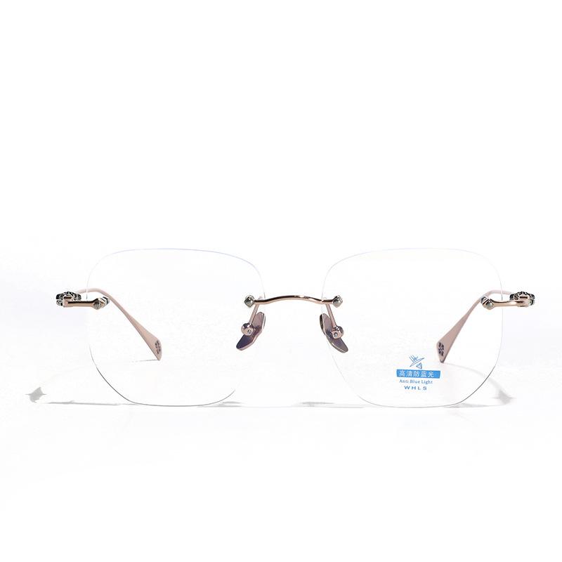 Glasses Ultra-Light Metal Titanium Glasses Men, Myopia Frame Glasses Frame, Trimmed Borderless Flat Glasses Women