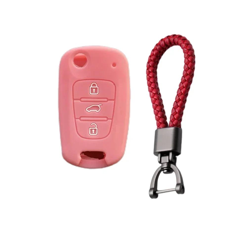 For Hyundai Elantra Accent I20 I30 Ix20 Ix35 Kia Sportage Rio3 Soul Optima Ceed Pro K5 K2 Silicone Car Key Case Cover Keychain