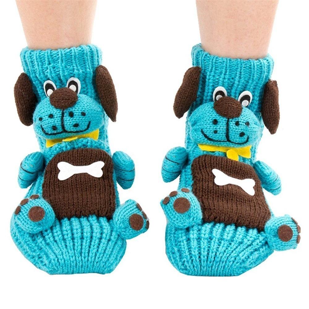3D Knit Animal Socks Hand Crocheted Double Layer Novelty Floor Socks Anti-Sweat Breathable Winter Socks Christmas Gifts