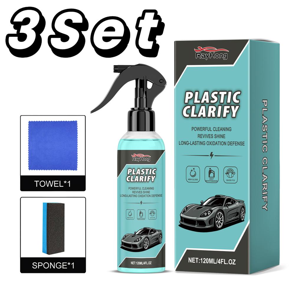 Car Interior Refurbishment Agent With Spong Towel Auto Plastic Rubber Back To Black Gloss Restorer Spray Car Care Coating