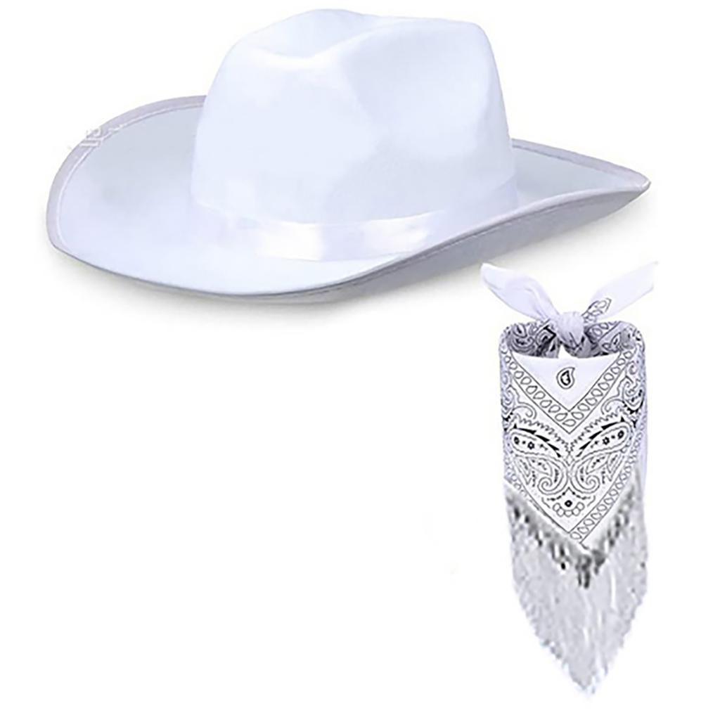 Light Up Cowboy & Cowgirl Hat Cowgirl Hat With Western Costume Paisley Bandanna Cowboy Cap Western Cowboy Style Light Up Tiara With Bandana For Women