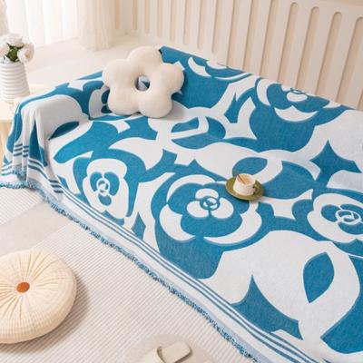 Modern Throw Camping Picnic Blanket MAT Camellia Sofa Cover Mat Throw Blanket Living Room Three Seats Sofa Position