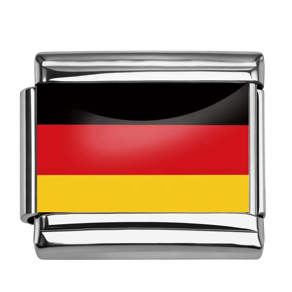Country National Flag Italian Charm Links Stainless Steel Bracelet Charms