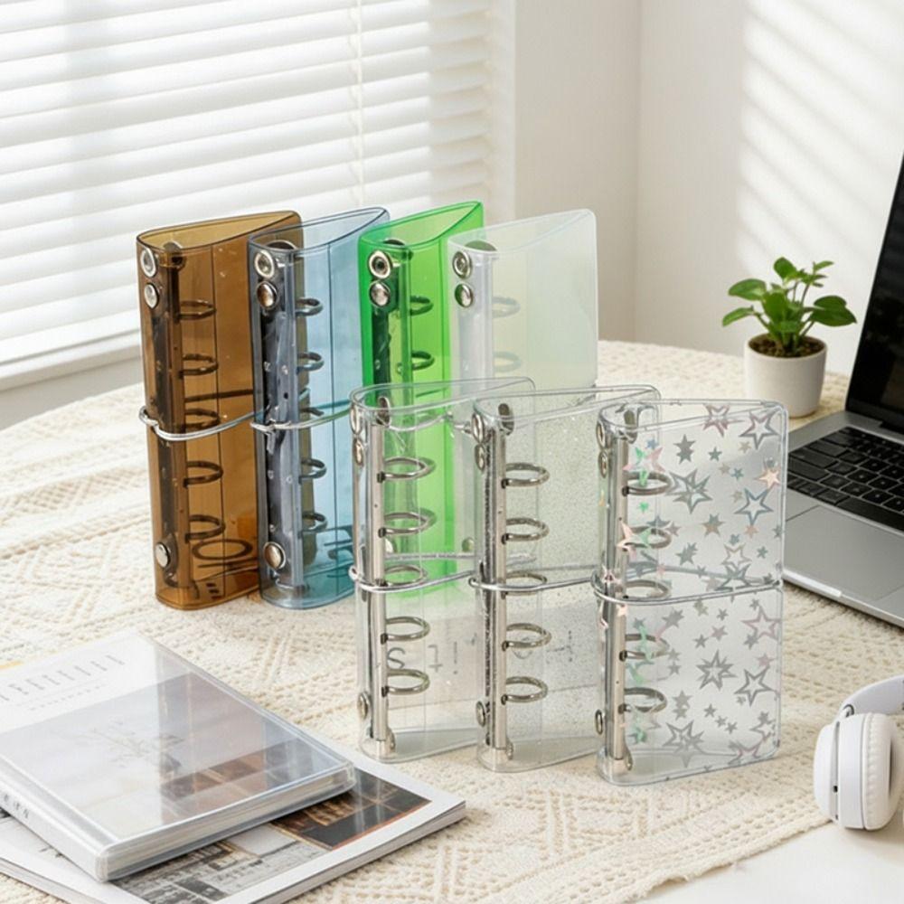 Lightweight Transparent PVC Binder Notebook with Elastic Band M2.5 Loose-leaf Journal DIY Sticker Organizer Stationery Lovers