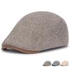 British Men's Winter Herringbone Newsboy Cap - Retro Flat Beret for Large Head Sizes