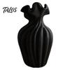 Wavy Neck Vase for Dried Flowers Modern Flower Vase, Minimalist Holder, Decorative Ribbed Texture with Unique Dining Table Rim, Ideal Fresh