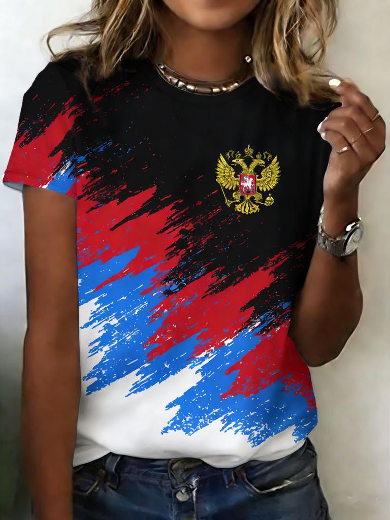 Russian T-Shirts CCCP Floral 3D Print Women's Short Sleeve Round Neck T Shirt Oversized Harajuku Tees Y2k Tops Female Clothing