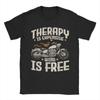 Oversized TShirt Beach Funny Motorcycle Rider Therapy  Vintage Biker Trendy Cool TShirts  Cotton Tee Shirt Short Sleeve Tops